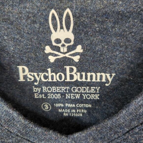 Psycho Bunny Mens 100% Pima Cotton DIY Cutoff V-Neck Short Sleeve Tee Size 3 - Picture 3 of 4